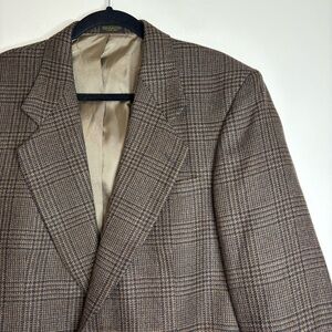 Oscar de la Renta Men’s 100% Wool Brown Plaid‎ Blazer 42XL Made in Colombia